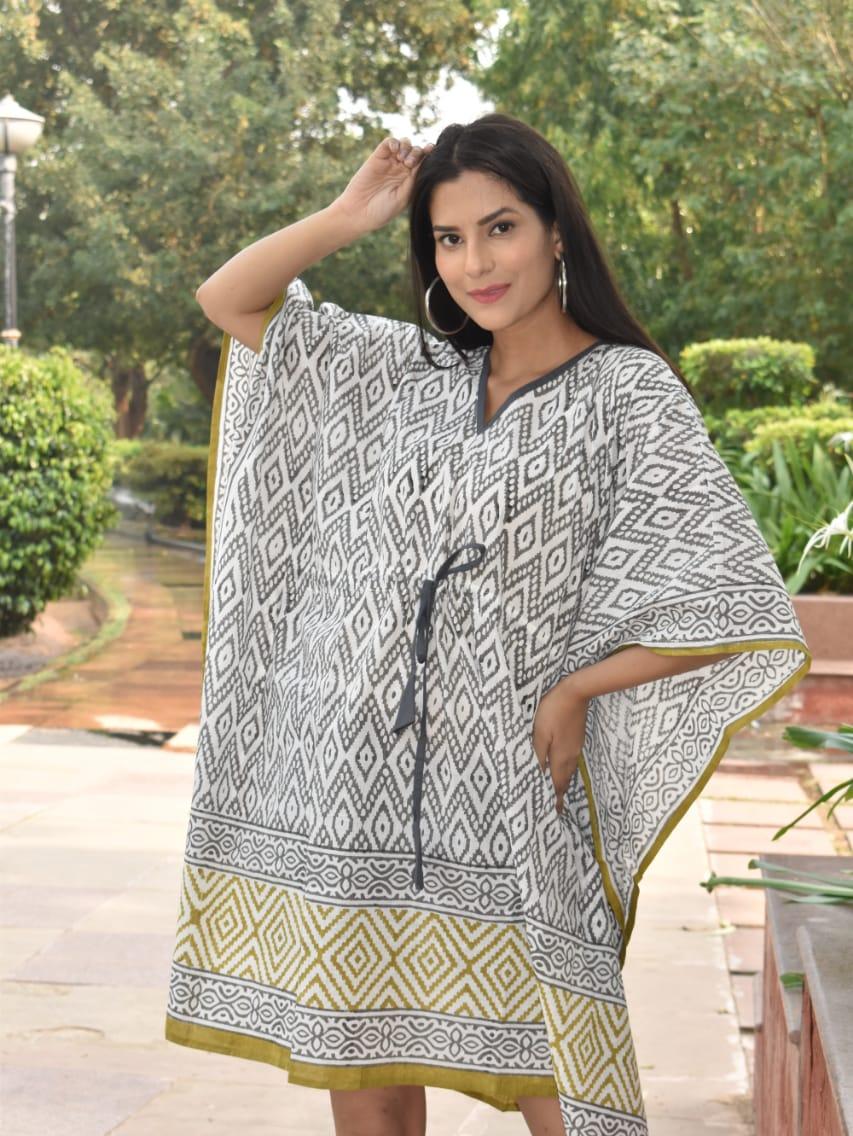 exclusive hand block printed kaftan - 18177593 - Standard Image - 1