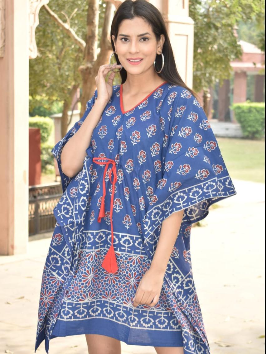 exclusive hand block printed kaftan - 18177599 - Standard Image - 1
