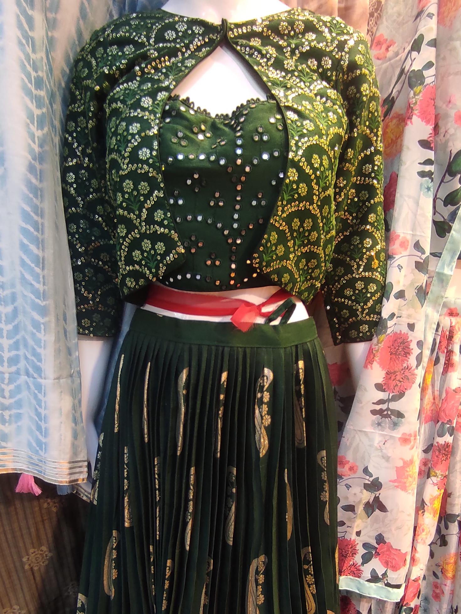 green party wear dress - 18178783 - Standard Image - 1