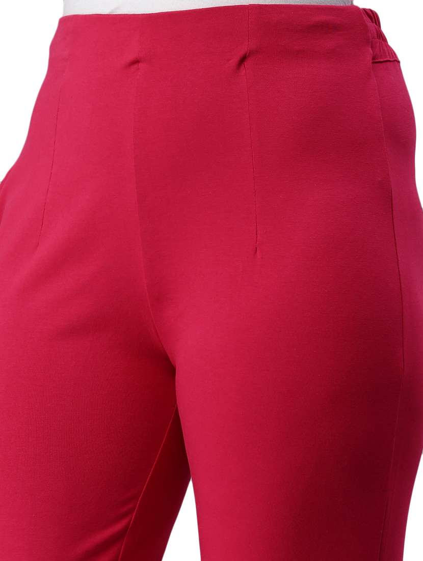 pink cotton straight tapered pant - 18178797 - Standard Image - 4