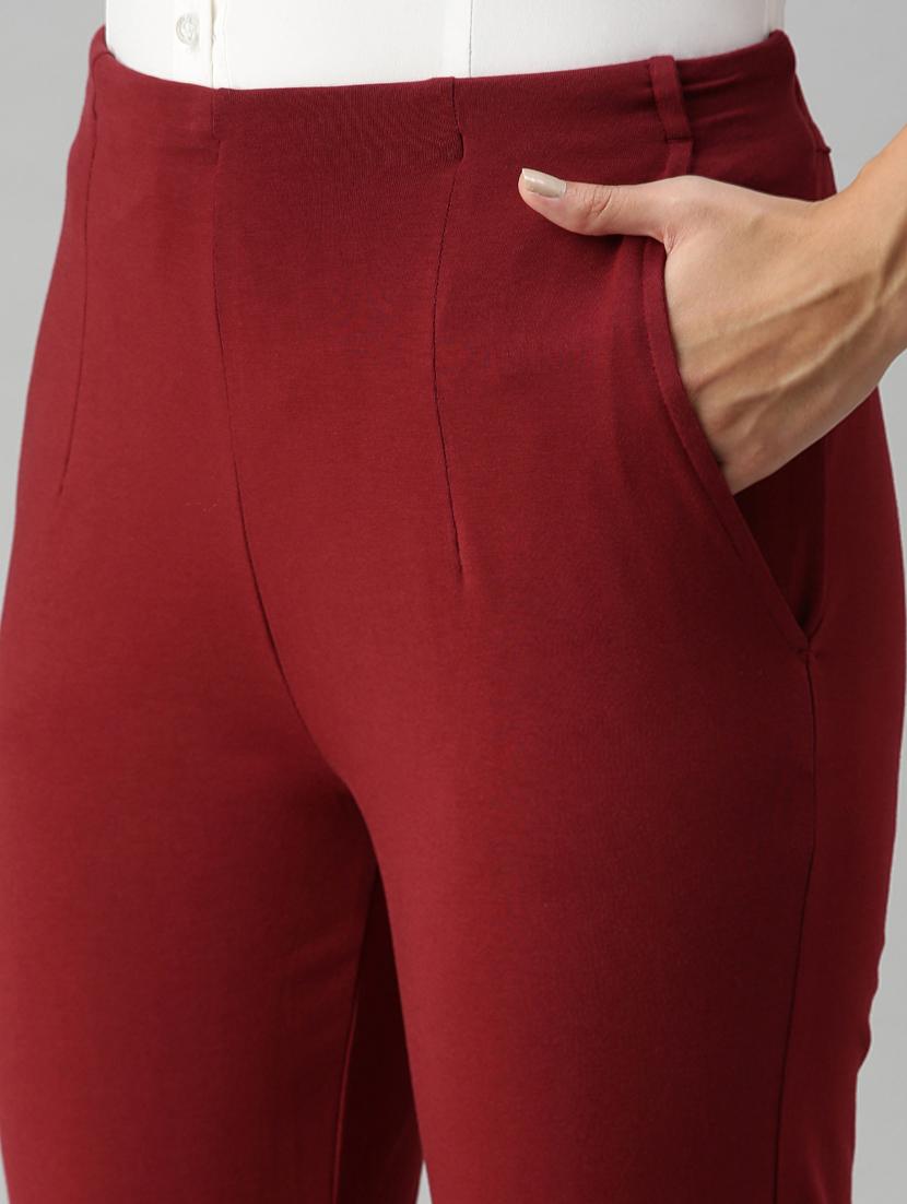 red cotton straight tapered pant - 18178800 - Standard Image - 4