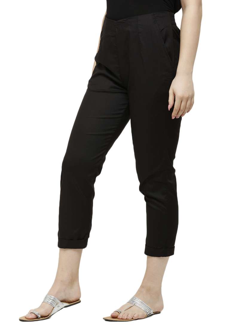 black viscose straight tapered pant - 18178816 -  Standard Image - 1