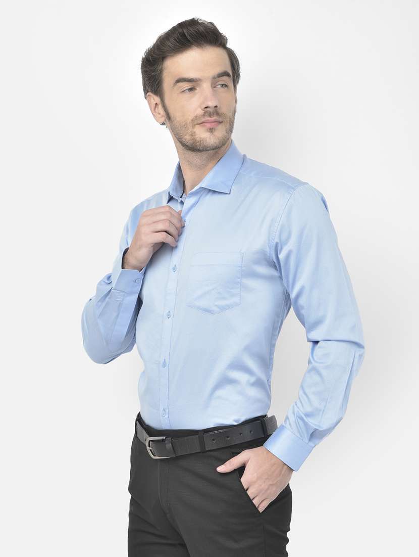 light blue solid formal shirt - 18178872 -  Standard Image - 1