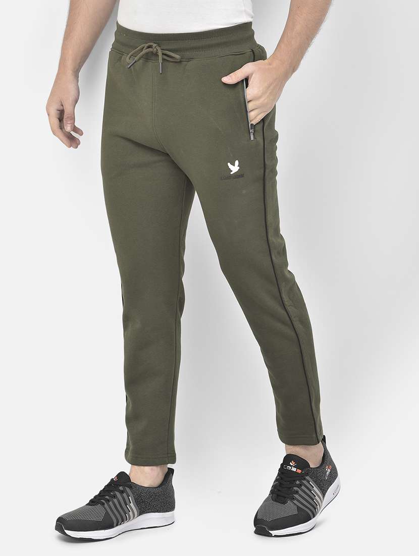 green solid full length track pant - 18178933 -  Standard Image - 1