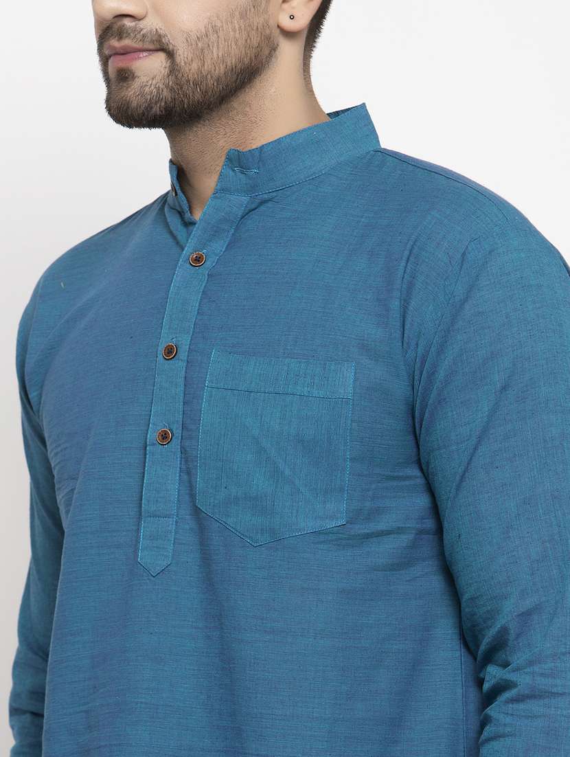 blue solid long kurtas kurta - 18179159 -  Standard Image - 4