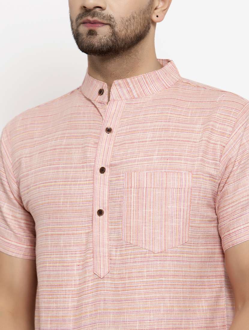 pink stripe short kurta - 18179164 -  Standard Image - 4