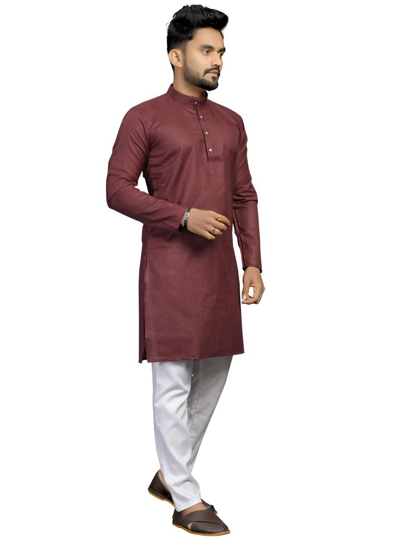 men mandarin neck solid kurta pyjama set - 18179250 - Standard Image - 1