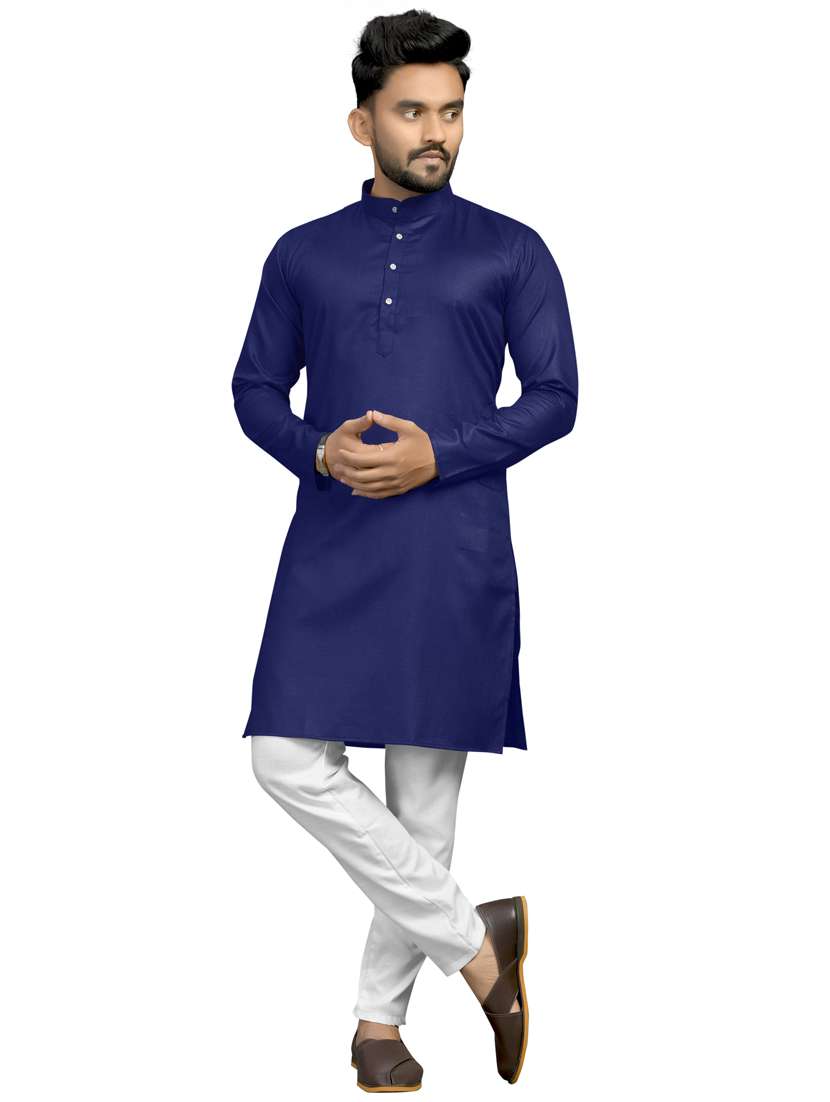 men mandarin neck solid kurta pyjama set 