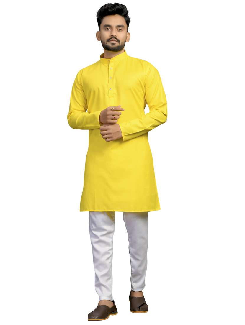 men mandarin neck solid kurta pyjama set 