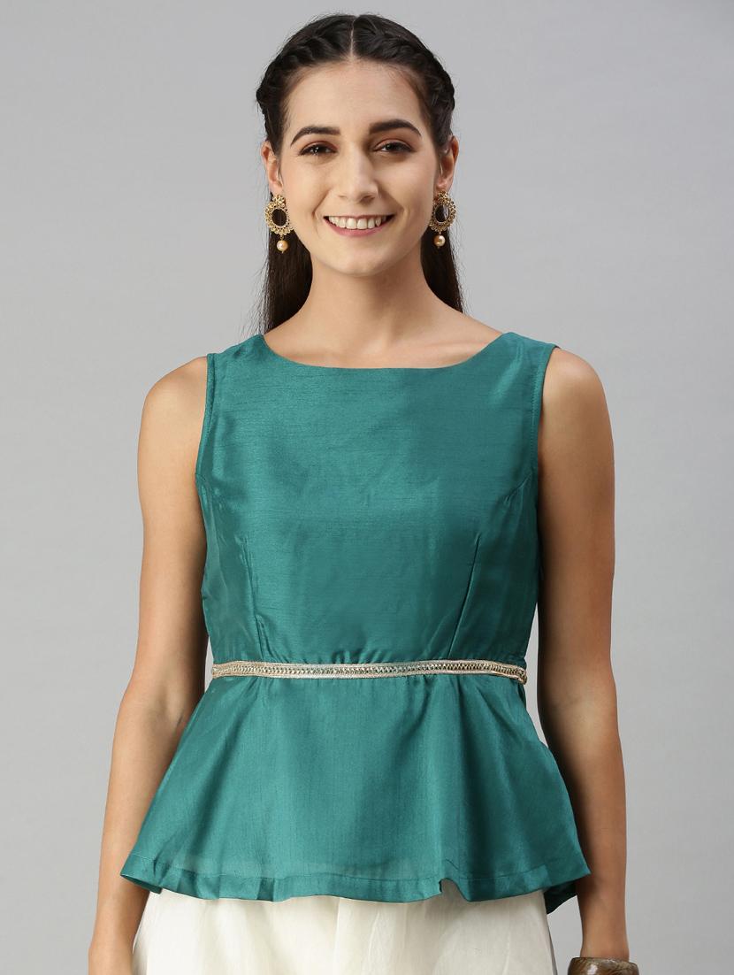 women's peplum round neck top - 18179287 -  Standard Image - 1