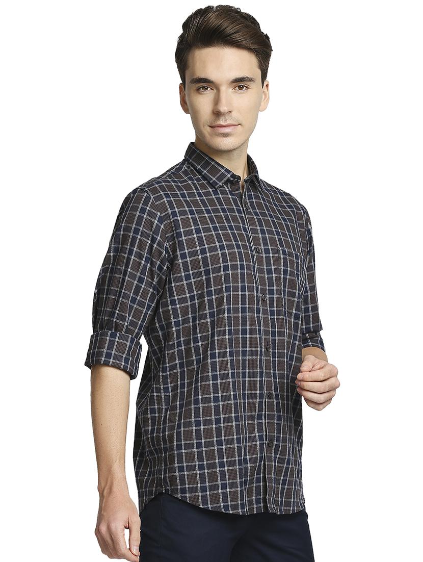 blue checkered casual shirt - 18180065 - Standard Image - 1
