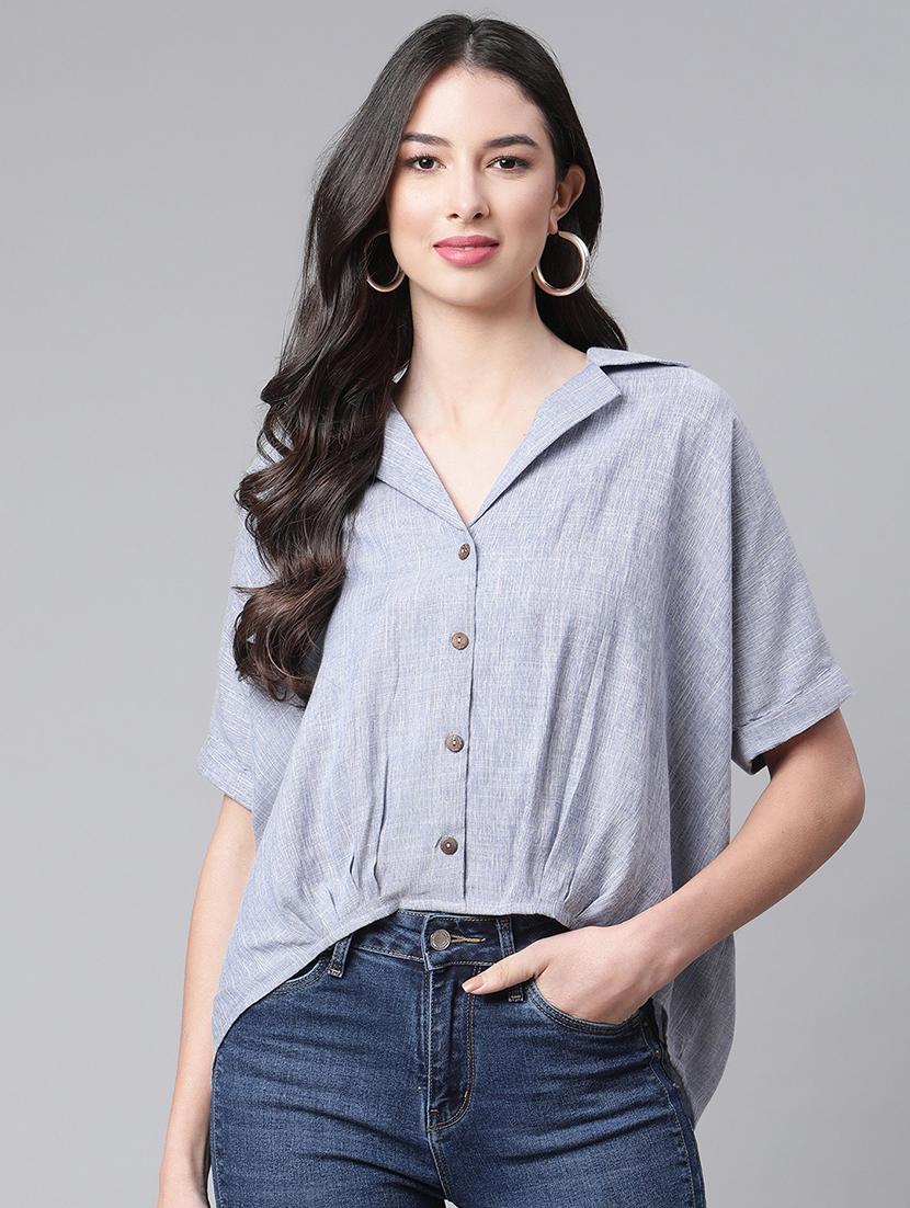 women's high-low lapel neck top - 18180299 - Zoom Image - 0