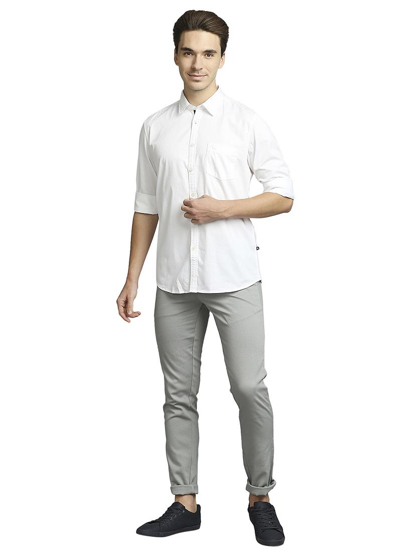 green solid flat front casual trouser - 18180364 - Standard Image - 4