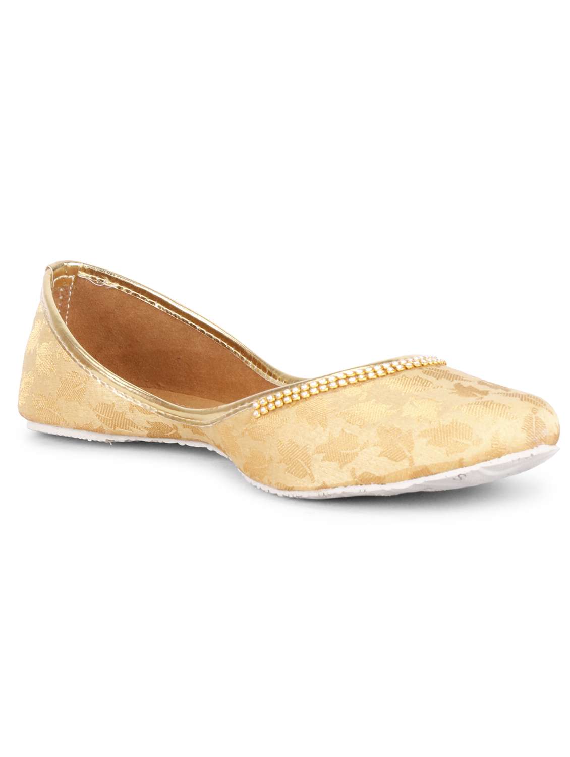 gold fabric slip on jutis & mojaris