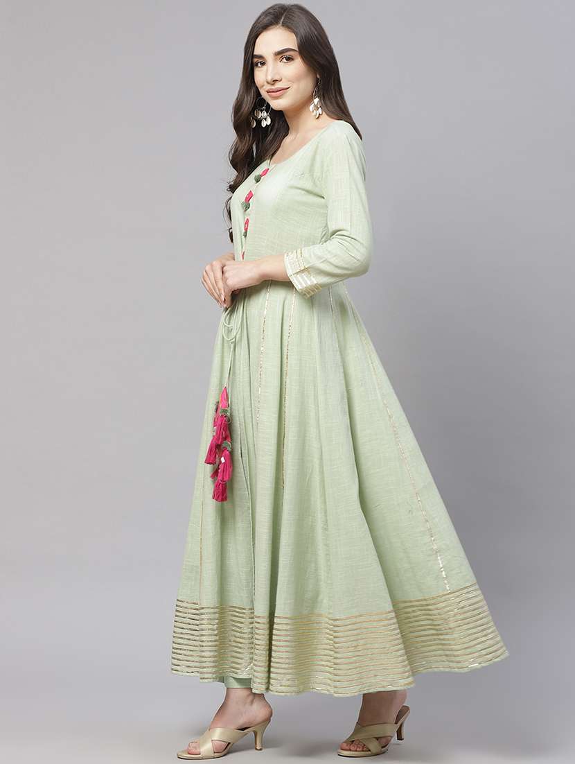 green cotton kurta pant  set - 18181330 -  Standard Image - 1