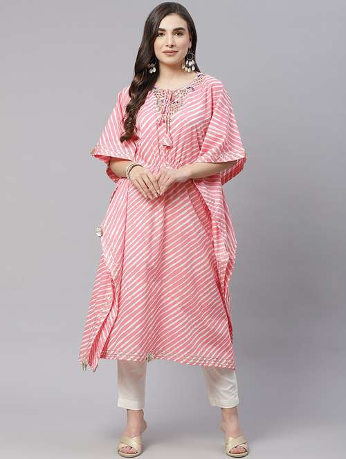 laheriya print kaftan kurta - 18181343 - Standard Image - 0