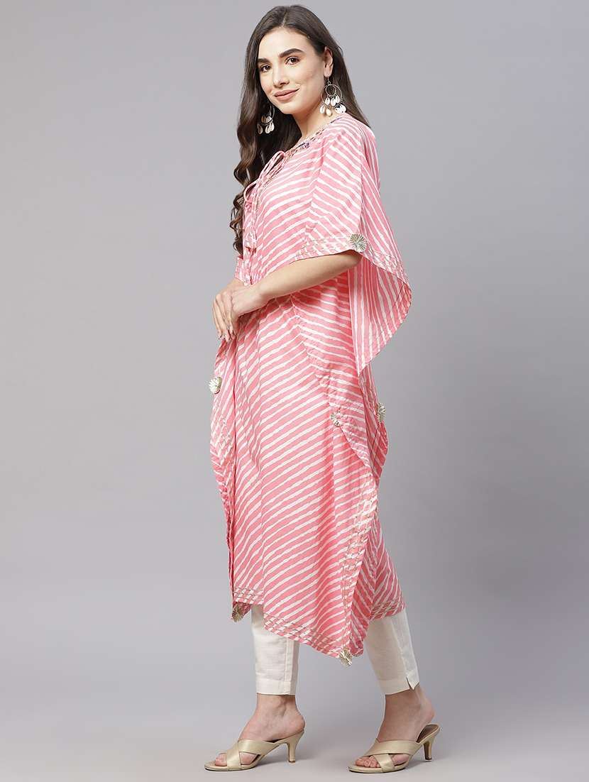laheriya print kaftan kurta - 18181343 -  Standard Image - 1