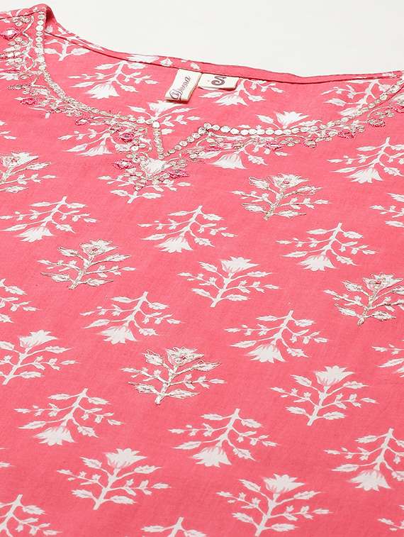 pink cotton kurta pant set - 18181373 - Standard Image - 4