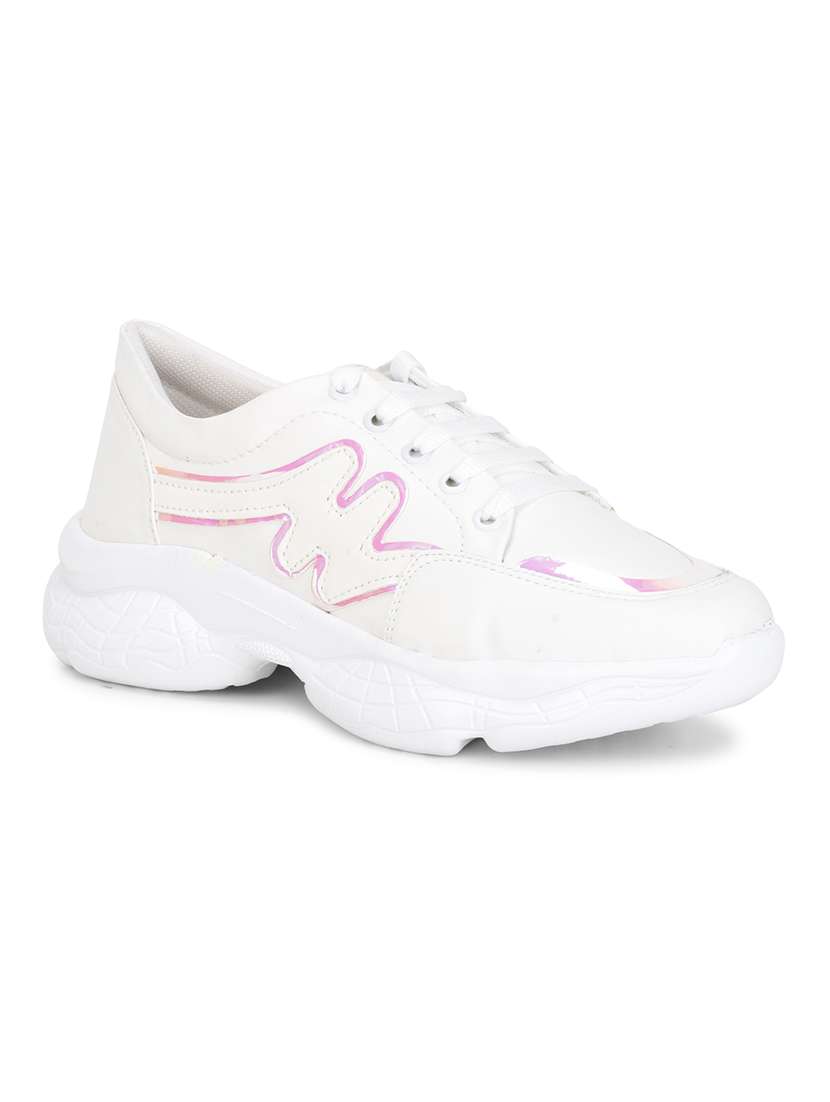 white patent leather laceup sneakers