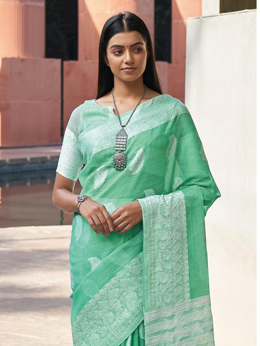 self design zari work woven saree with blouse - 18181444 - Standard Image - 1