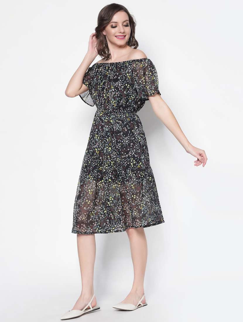 women's fit & flare floral dress - 18181763 - Standard Image - 1