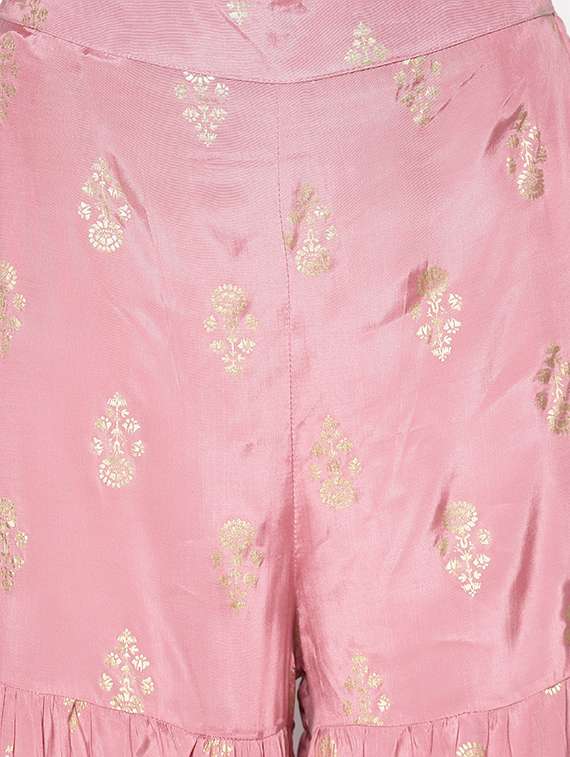 printed crop top with palazzo set - 18181985 -  Standard Image - 4