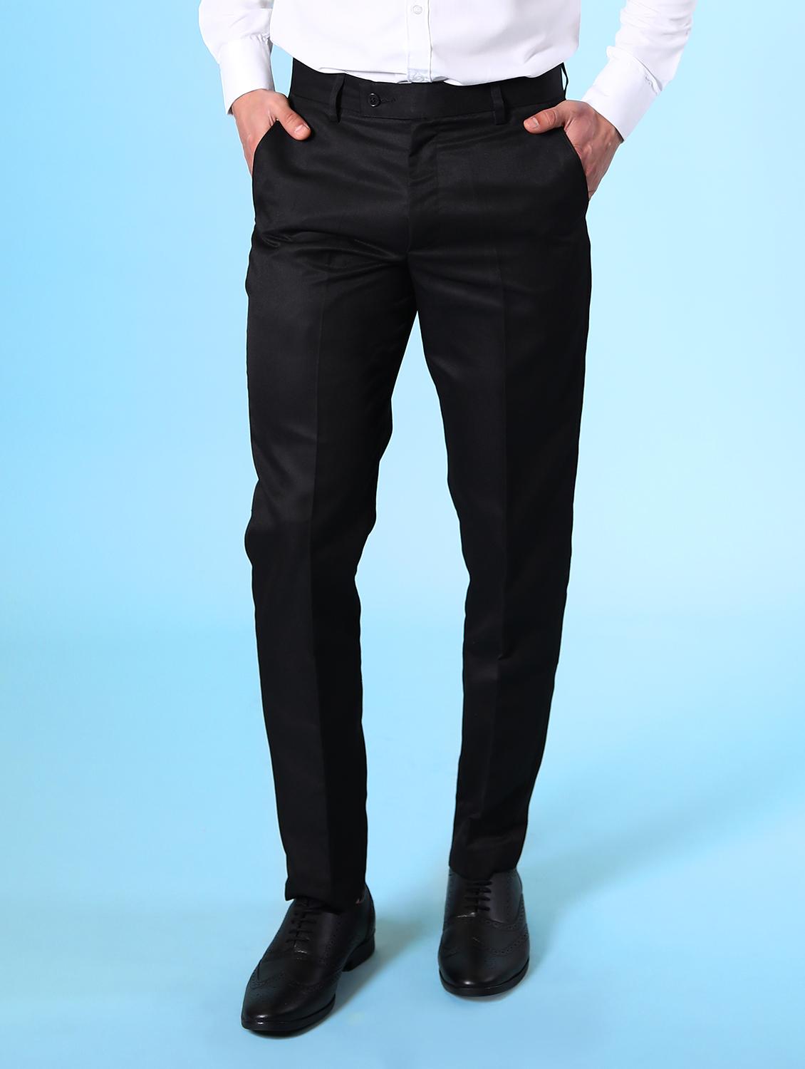 black solid flat front formal trouser - 18182076 - Zoom Image - 0