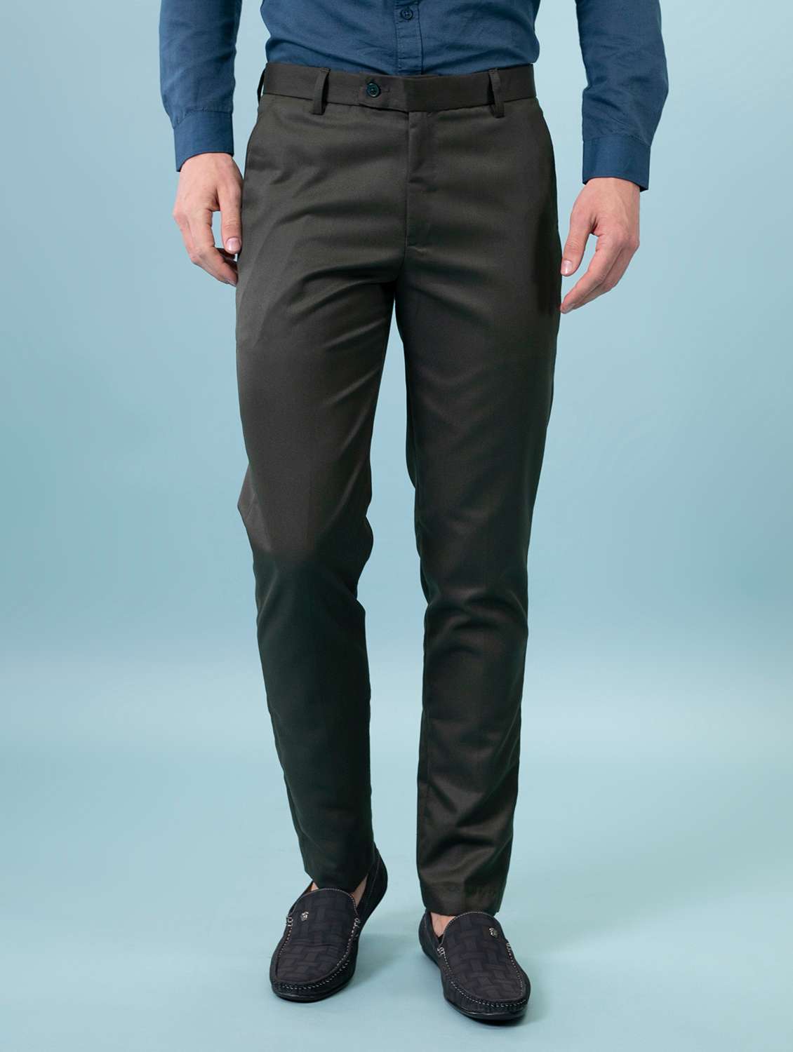 olive green solid formal trouser