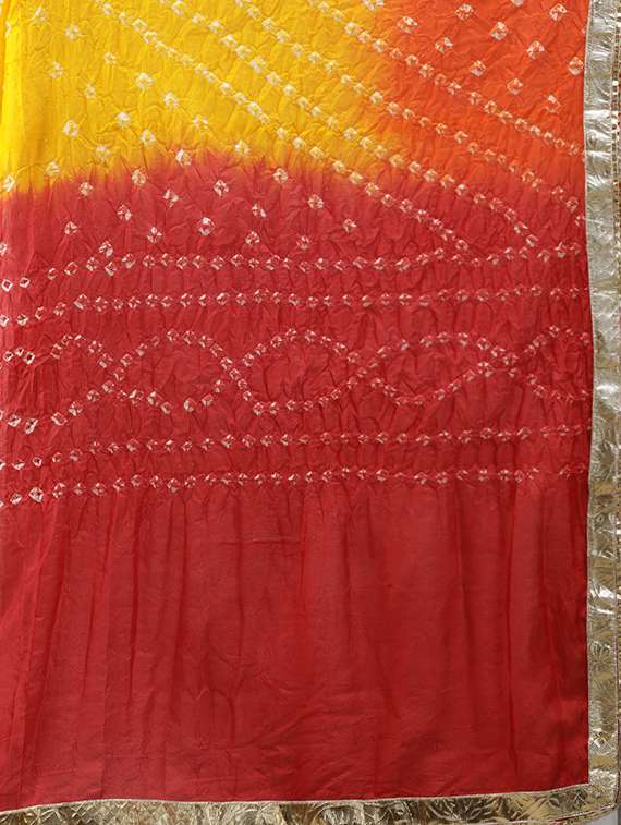 yellow chanderi flared lehenga - 18182316 - Standard Image - 6