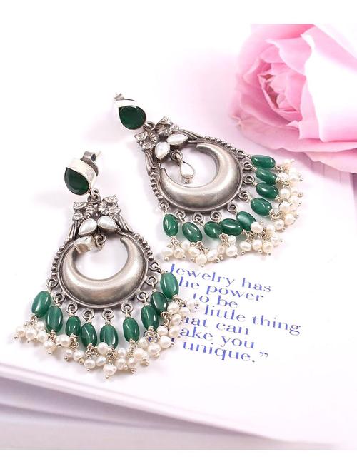 silver half-moon ear studs - 18182561 - Standard Image - 0