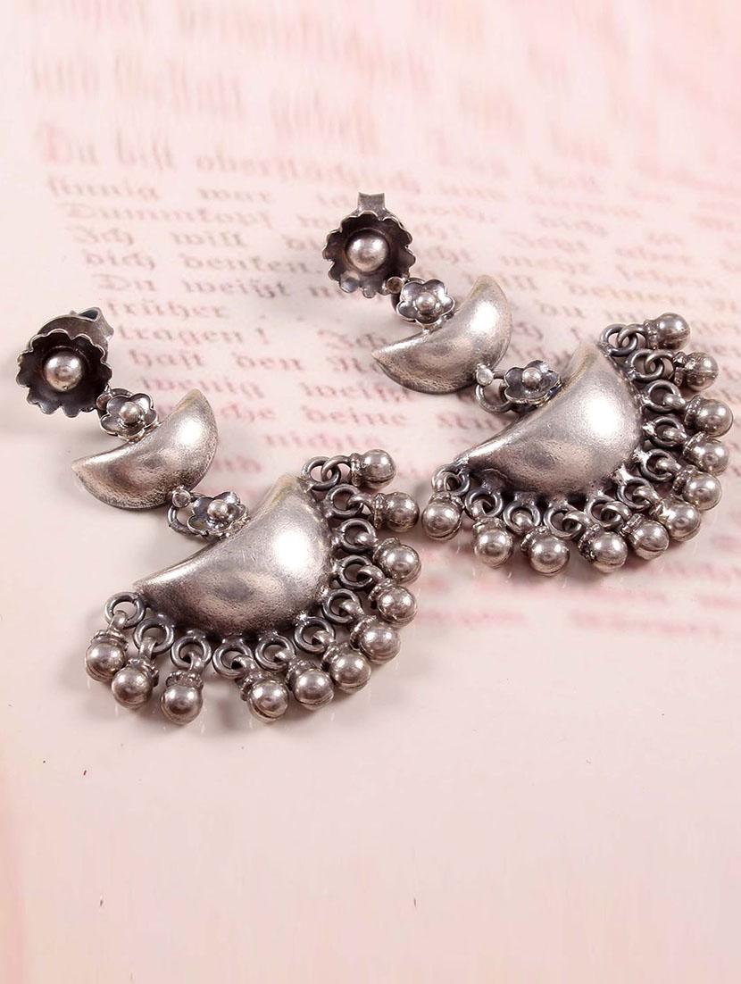silver floral design drop earrings - 18182567 -  Zoom Image - 0