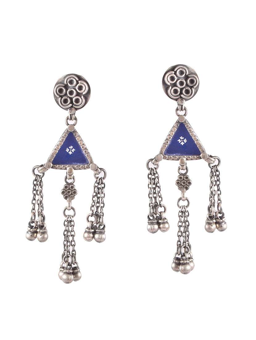 silver meenakaari ghungroo stud earrings