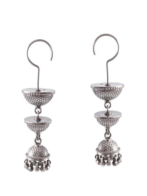silver temple design drop jhumkis - 18182577 -  Standard Image - 0