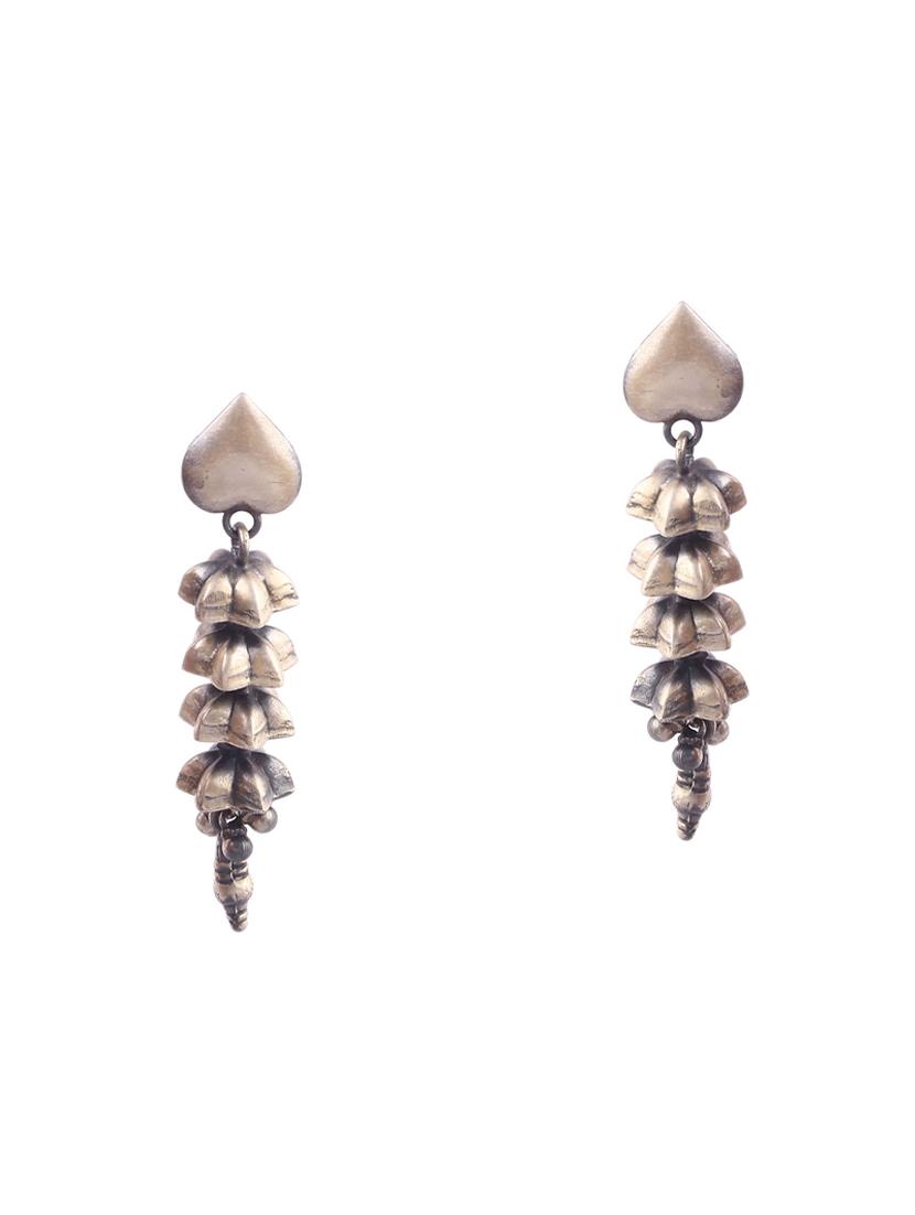 silver oxidized, unique tear-drop design, stud earrings - 18182590 - Zoom Image - 0