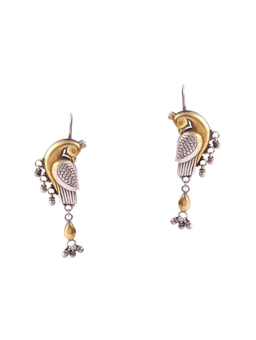 gold plated silver, peacock design with ghungroo - 18182592 - Zoom Image - 0