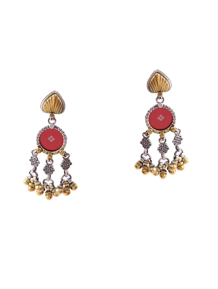 gold plated silver, mirror glass stud earrings - 18182596 -  Zoom Image - 0