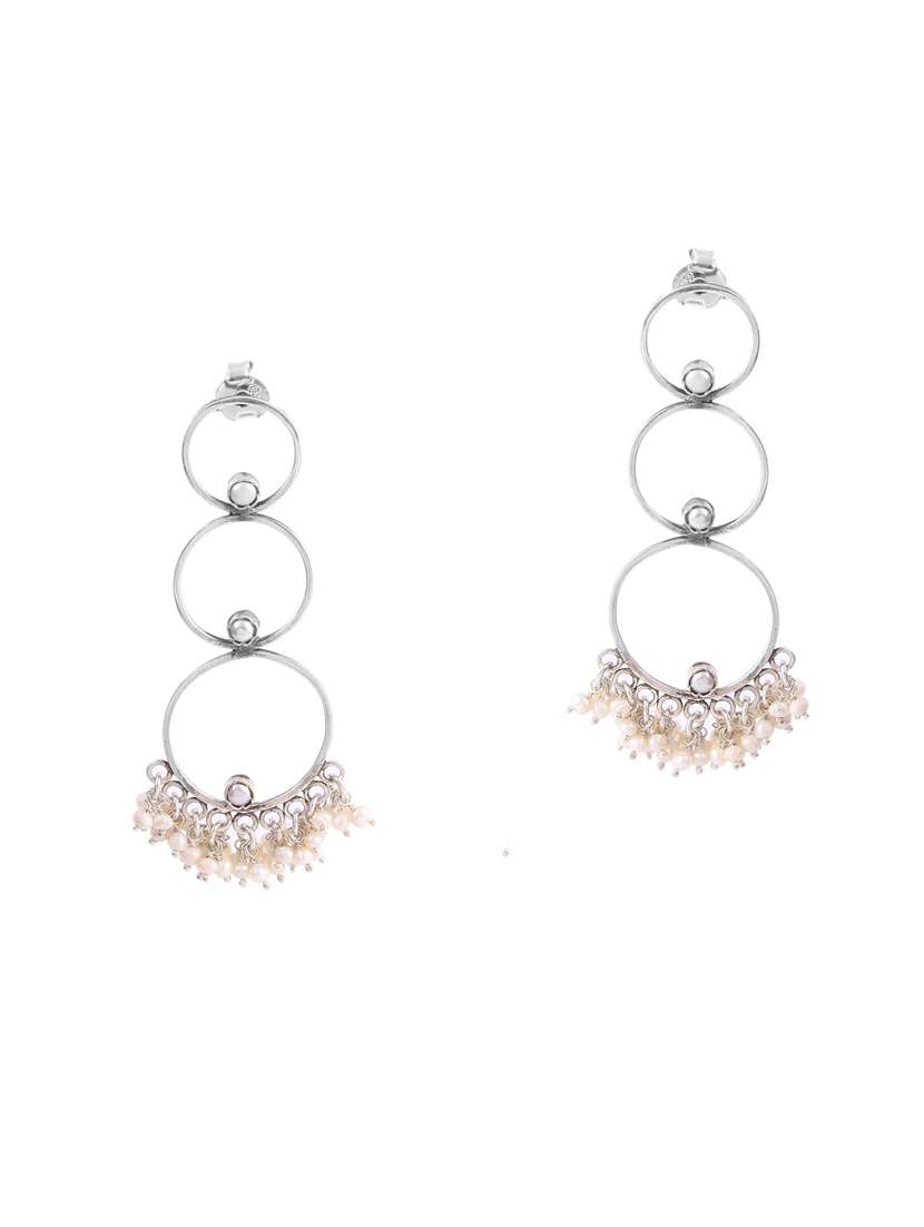 silver three layer round design, adorable stud earrings