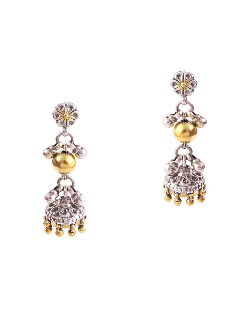 gold plated silver, statement ghungroo stud earrings