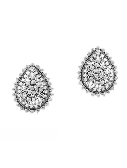 silver, tear-drop statement rawa ear studs - 18182607 -  Standard Image - 0