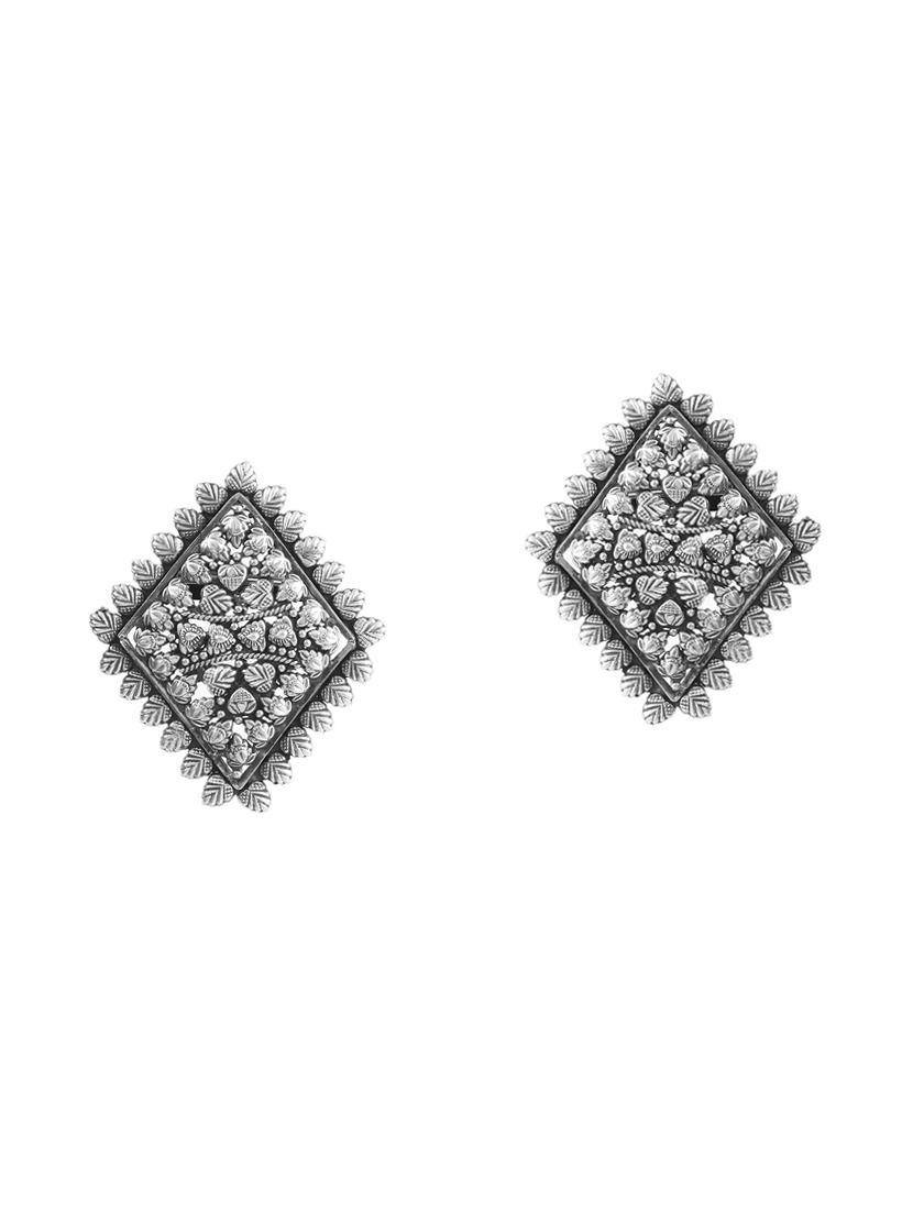 silver parallelogram rawa statement stud earrings - 18182609 -  Zoom Image - 0