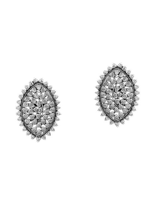 silver oval rawa statement, ear studs - 18182610 - Standard Image - 0