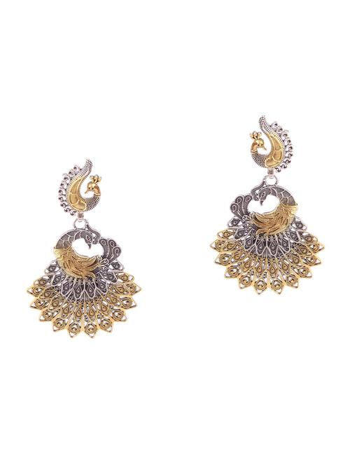 gold plated silver, adorable peacock rawa stud earrings - 18182615 - Standard Image - 0