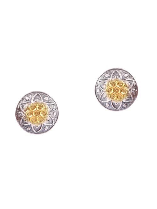 gold plated silver, rawa & floral ear studs - 18182620 -  Standard Image - 0