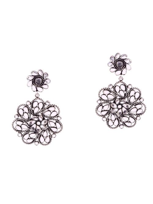 silver adorable cz's floral rawa stud earrings - 18182625 -  Standard Image - 0