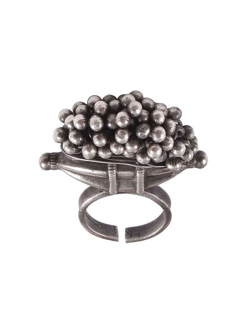silver oxidized, grapes ring