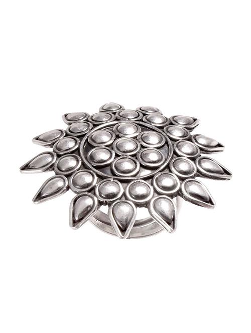 silver adorable sun-floral design ring - 18182641 - Standard Image - 0