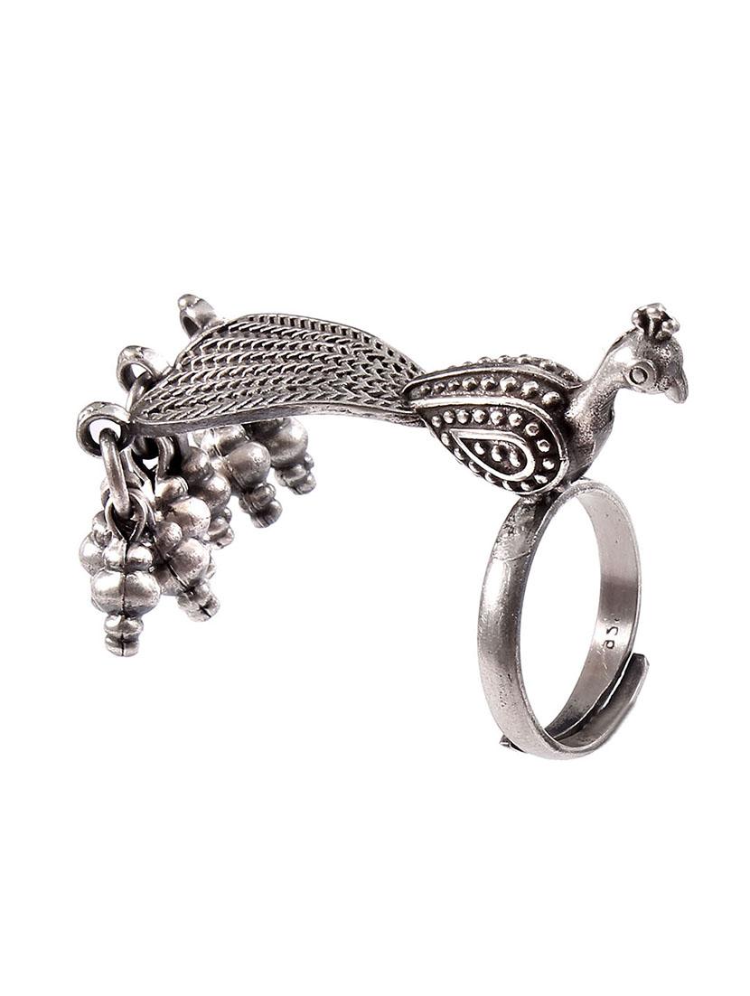 silver adorable peacock, oxidized ring - 18182647 -  Zoom Image - 0