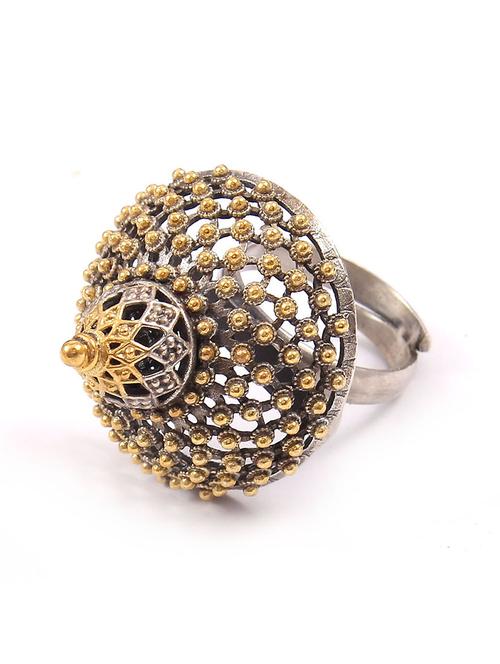 silver gold plated, temple , statement rawa ring - 18182652 - Standard Image - 0