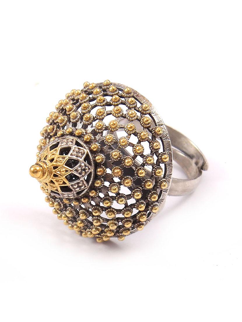 silver gold plated, temple , statement rawa ring - 18182652 - Zoom Image - 0