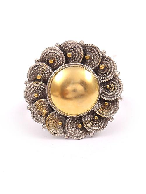 silver gold plated, adorable floral, designer ring - 18182655 -  Standard Image - 0